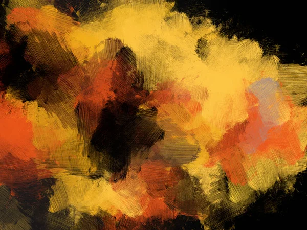 色彩斑斓的油画画笔抽象背景黑色黄 — 图库照片