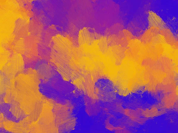 Colorful Oil Paint Brush Abstract Background Blue Yellow — 스톡 사진
