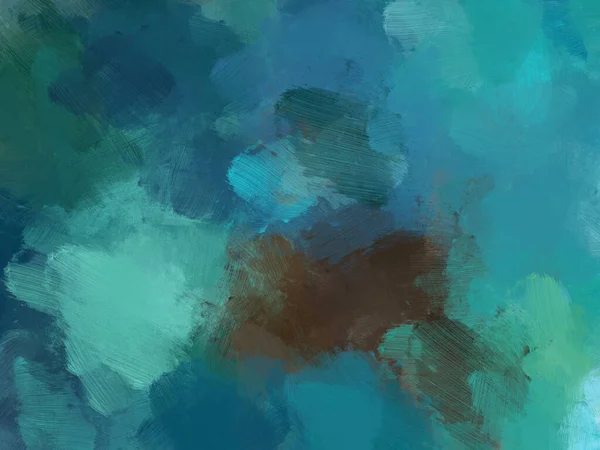カラフルな油絵具ブラシ抽象的な背景青緑 — ストック写真