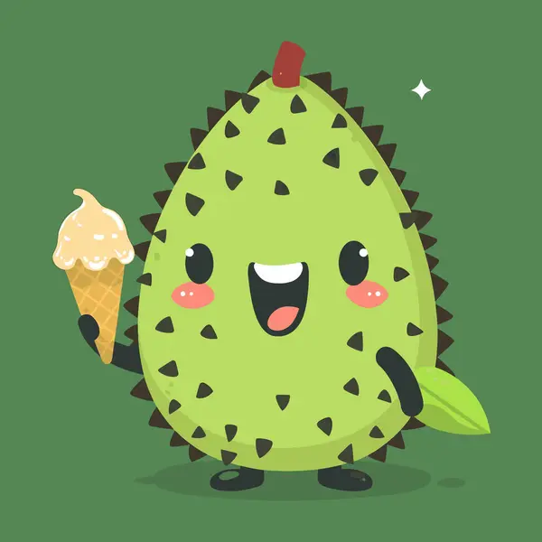 Stock vector A soursop holding a tiny ice cream