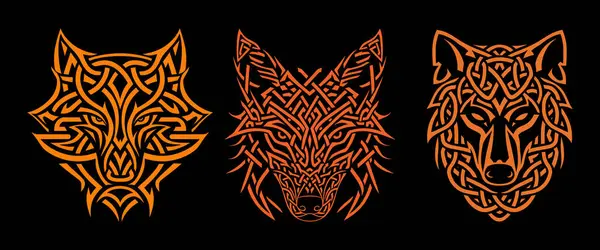 stock vector wolf head with Celtic knotwork