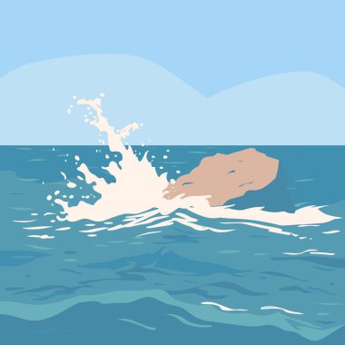 small rock in the middle of the sea clipart