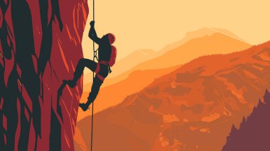 A climber scaling a rock clipart