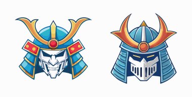 Cyber Samurai Helmet Logo clipart