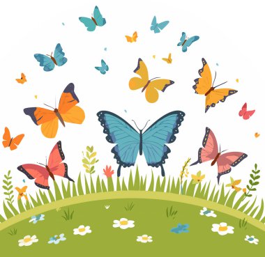 Butterflies Dancing Over a Meadow clipart