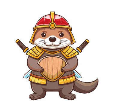 Samurai Otter with Wooden Armor clipart