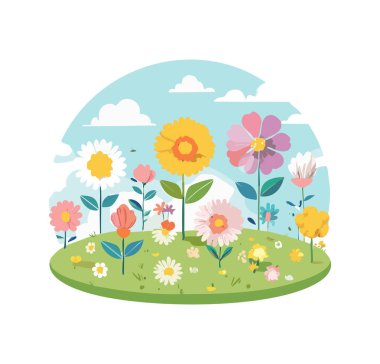 Dreamlike Floating Flower Meadow clipart