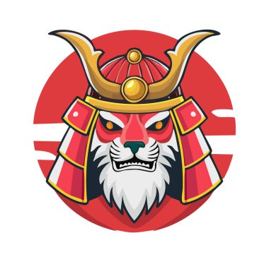 Lion Japanese Samurai logo clipart