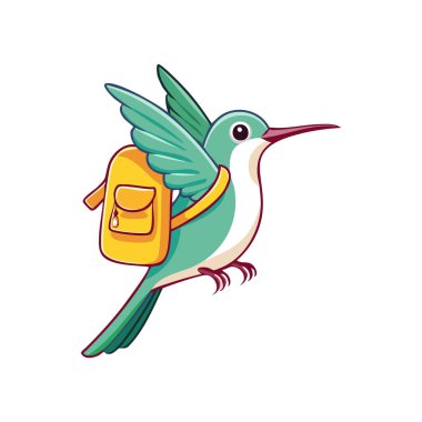 Cute Hummingbird with large backpack clipart