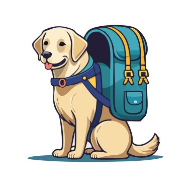 Cute Labrador Retriever with large backpack clipart