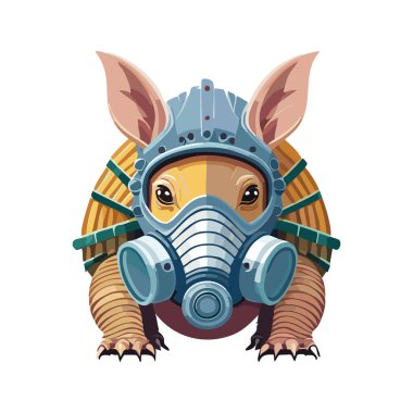 Armadillo wearing a gas mask clipart