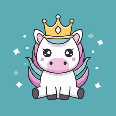 Illustration Cute Unicorn with crown clipart