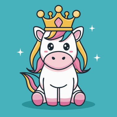 Cute Unicorn with crown clipart