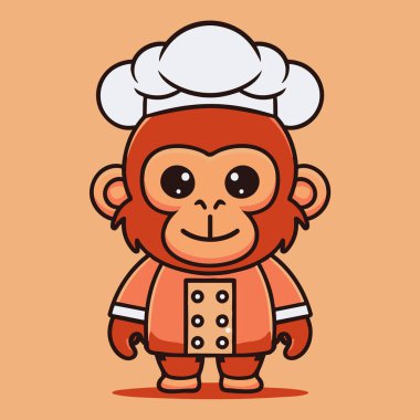 a Cute Orangutan in a chef costume clipart