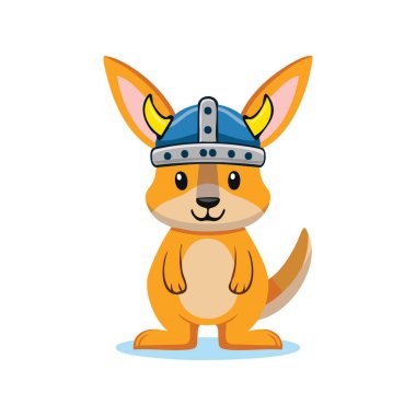 Cute Kangaroo with Viking Helmet clipart