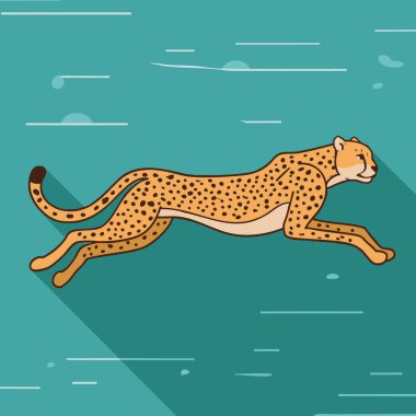 Cheetah in a running motion clipart