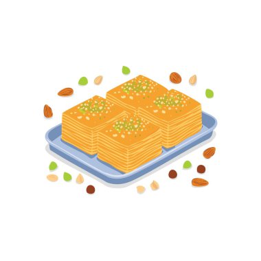 tray of kunafa with nuts clipart