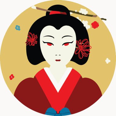 Cute Geisha as Yokai clipart