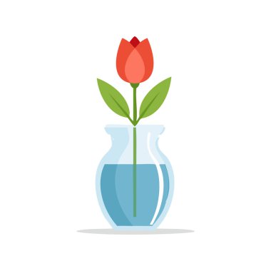 single tulip in a glass vase clipart