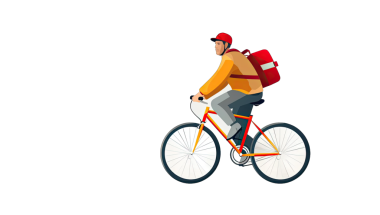 Bisiklet süren adam, düz simge tasarımı