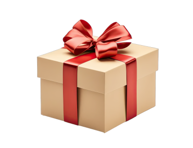 Kırmızı kurdeleli Noel hediyesi kutusu.