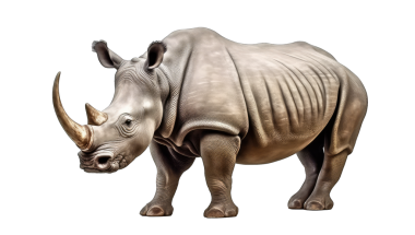 Siyah zemin üzerinde beyaz sertoceros ceratotherium 'un 3 boyutlu canlandırması