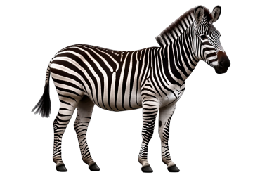 Siyah zemin üzerinde izole edilmiş beyaz bir zebranın 3 boyutlu görüntüsü