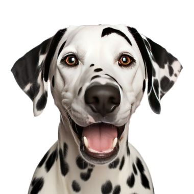 Mutlu gülümseyen dalmaçyalı köpekler, açık ağızlı ve dilli