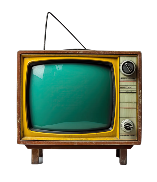 Beyazda izole edilmiş klasik televizyon.