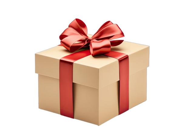 Kırmızı kurdeleli Noel hediyesi kutusu.