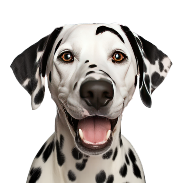Mutlu gülümseyen dalmaçyalı köpekler, açık ağızlı ve dilli