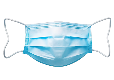 Siyah arka planda 3 boyutlu tıbbi koruyucu maske.