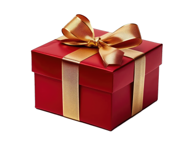 Altın fiyonklu kırmızı hediye kutusu
