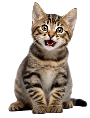 Beyaz arkaplanı olan gri bir arka planda sevimli bir tekir kedicik..