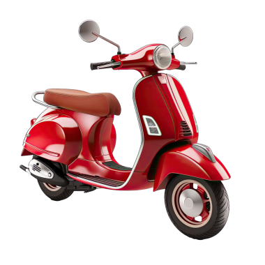Kırmızı scooter beyaz arka planda izole edildi. 3d oluşturma