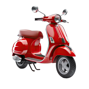 Kırmızı italyan scooter beyaz arka planda izole edilmiş. 3d oluşturma