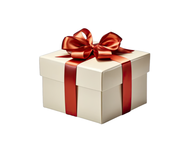 Altın kurdeleli kırmızı hediye kutusu