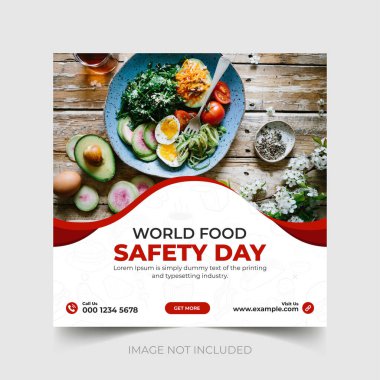 World Food Safety Day social media post template design, Food Safety day web banner design, Set of Food banner design, Food flyer design