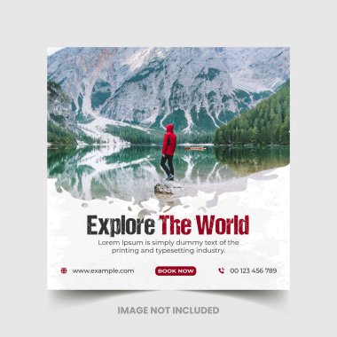 Seyahat ve turizm Instagram gönderisi veya sosyal medya facebook gönderi şablonu