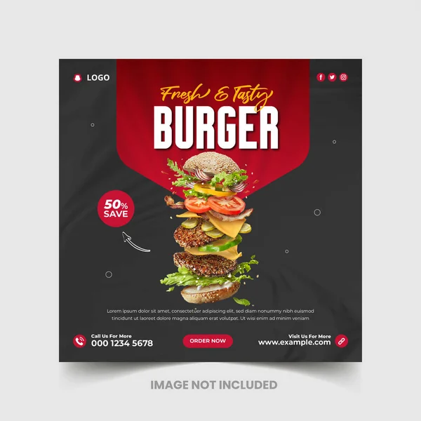 Yemek pişirme promosyon şablonu ve fotoğraf. Sosyal Medya Postası. Yemek menüsü tanıtım afişi için sosyal medya facebook şablonu. yüksek çözünürlük.