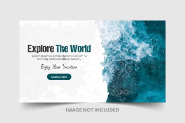  Seyahat acentesi youtube kapağı veya web afiş şablonu tasarımı, youtube küçük resmi