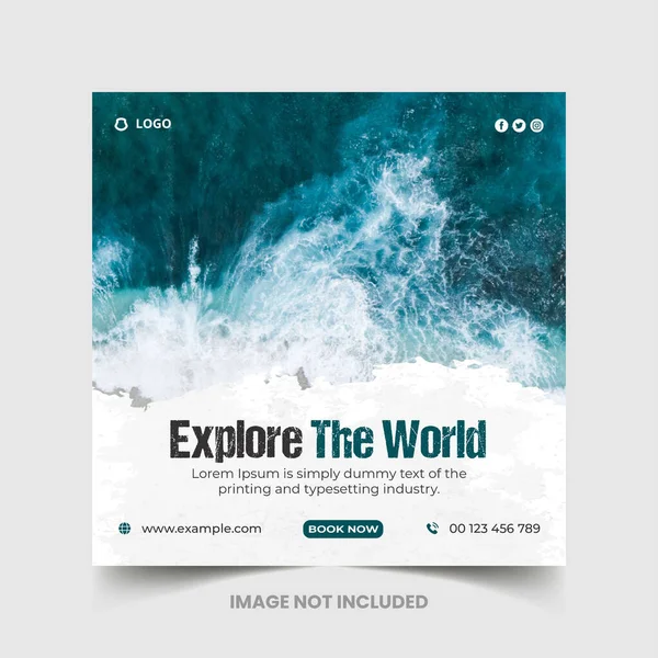 Seyahat acentesi sosyal medya paylaşımı ve squre banner tasarım şablonu, sosyal medya instagramı için seyahat tatili post pankart şablonu