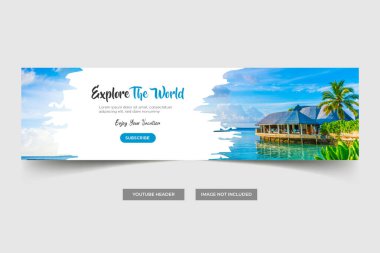 Seyahat acentesi youtube kapağı veya web banner şablon tasarımı, Seyahat acentesi bayrak şablonu veya web paneli tasarımı