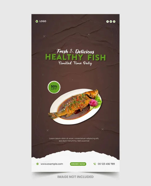 Gıda menüsü ve restoran Instagram ve Facebook hikaye şablonu, Gıda sosyal medya tanıtımı ve instagram afiş tasarım şablonu, Lezzetli tavuk ve restoran yemeği menüsü sosyal medya afişi 