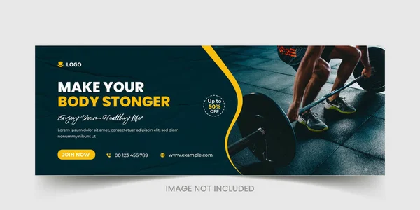 Fitness veya spor salonu facebook kapak şablonu tasarımı, spor salonu ve fitness sosyal medya post afişi veya kare broşür şürü