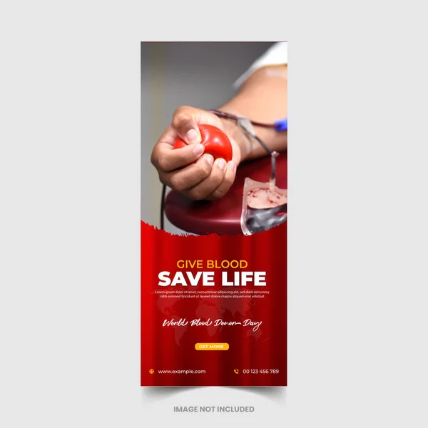 世界の献血者の日ソーシャルメディアストーリーまたはバナーデザインテンプレートをロールアップ — ストックベクタ