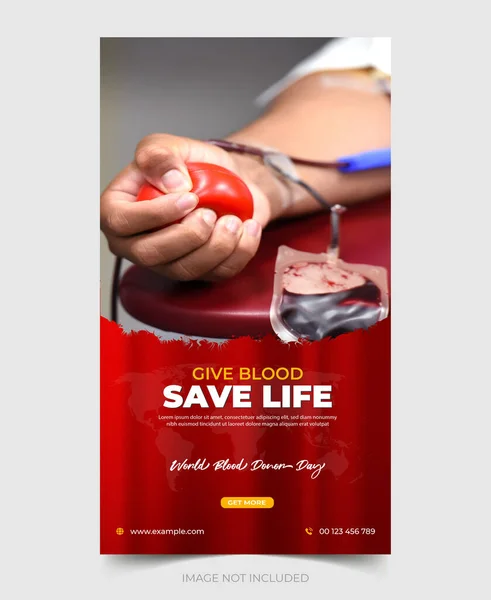 世界献血日社交媒体故事或卷起横幅设计模板 — 图库矢量图片