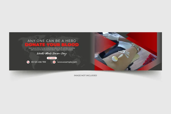 献血横幅设计 社交媒体封面设计 献血日横幅设计 世界献血日 — 图库矢量图片