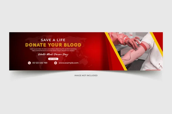 Doação Sangue Social Media Facebook Cover Template — Vetor de Stock
