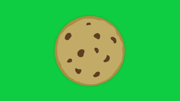 Στυλιζαρισμένο Cookie Που Τρώγονται Ένα Δάγκωμα Φορά Πράσινο Οθόνη Animation — Αρχείο Βίντεο